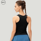 Back view of Black Candy Colour Quick Dry Vest by SWEATY - Women's lightweight, breathable, and moisture-wicking tank top designed for yoga, running, and fitness activities. Comfortable SWEATY activewear for optimal performance.