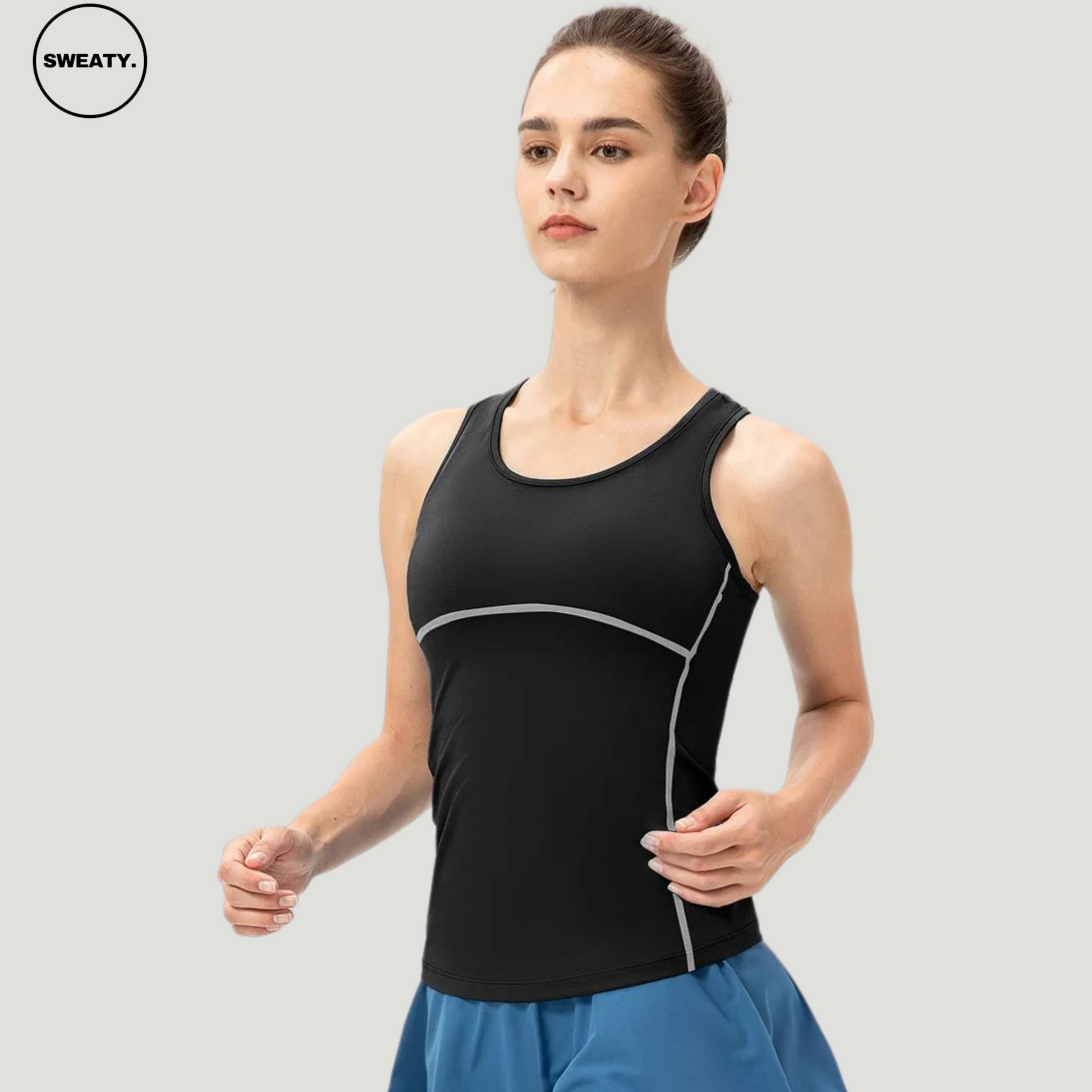 Black Candy Colour Quick Dry Vest by SWEATY - Women's lightweight, breathable, and moisture-wicking tank top perfect for yoga, running, and fitness workouts. Stylish SWEATY activewear designed for comfort and peak performance.