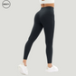 Black Naked Feel Tummy Control Yoga Pants by SWEATY, back view highlighting the high-waisted, form-fitting design. The sleek finish emphasizes comfort and support, making them perfect for yoga and fitness activities.