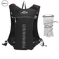 Black ultra-lightweight hydration vest by SWEATY with a water bladder. Features breathable mesh, adjustable straps, and a compact hydration system, perfect for long-distance running, hiking, and endurance activities. Includes a water bladder for easy hydration during workouts.