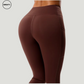 Back view of the Coffee Hips Yoga Legging by SWEATY, highlighting the flattering high-waist fit and sculpting design. This legging is perfect for yoga and fitness activities, offering comfort and support with a sleek finish.