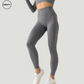 Front angle of Dark Gray seamless high-waist leggings by SWEATY, highlighting the sleek fit and supportive design for optimal comfort during workouts.