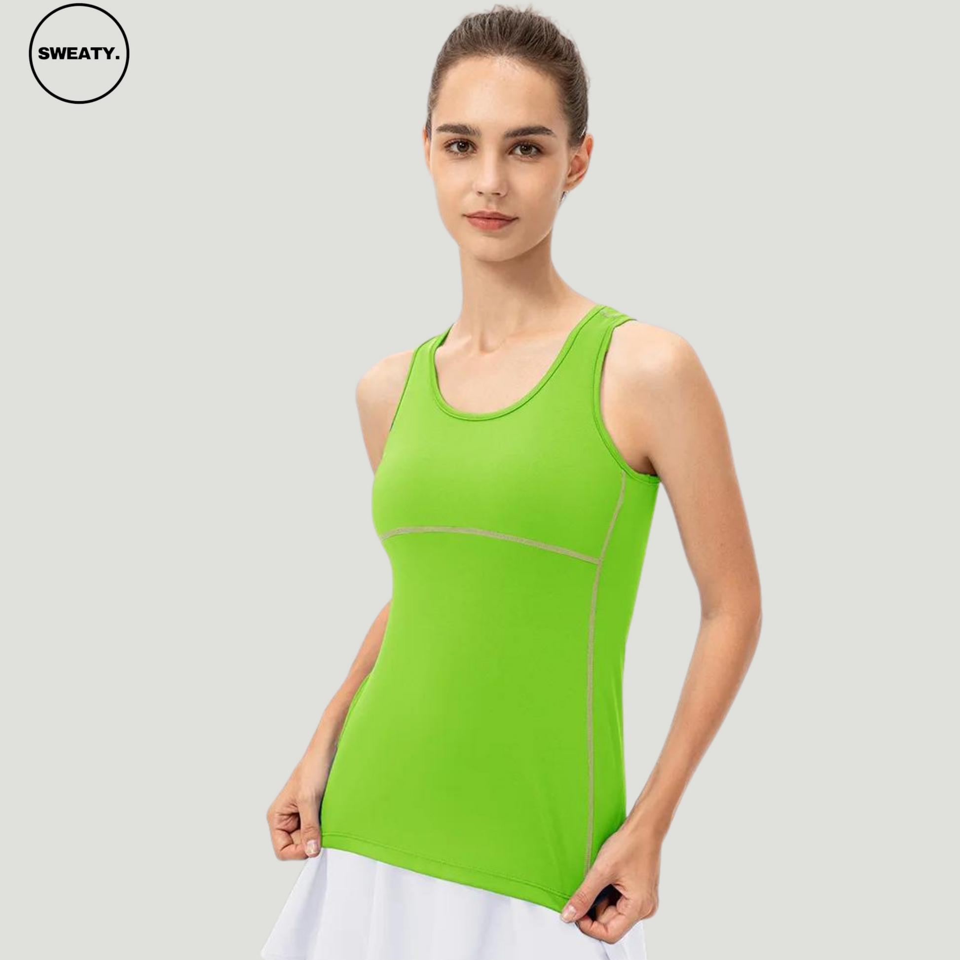 Green Candy Colour Quick Dry Vest by SWEATY - Women's lightweight, breathable, and moisture-wicking tank top for yoga, running, and fitness activities. Stylish SWEATY activewear with quick-dry technology for optimal performance and comfort.