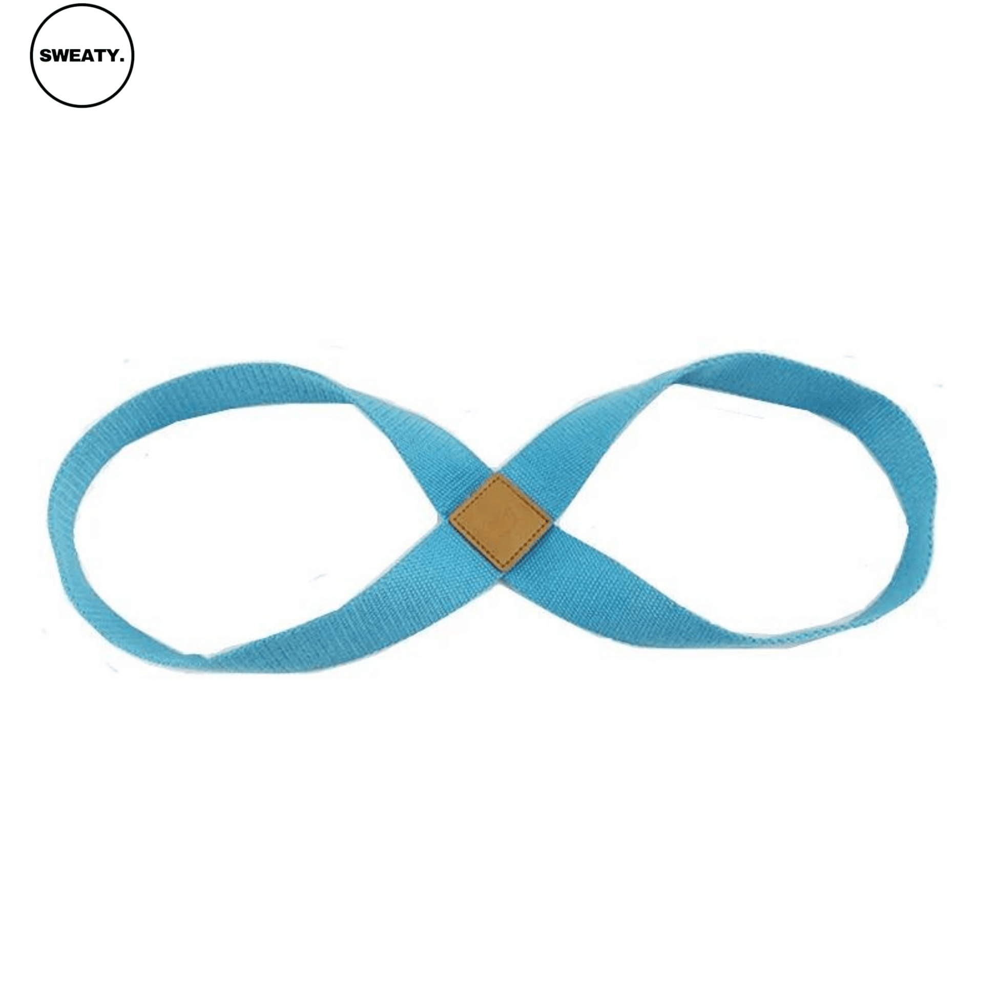 Light blue yoga resistance band by SWEATY - high-quality elastic band for yoga, stretching, and resistance training. Provides comfort and durability during flexibility exercises.