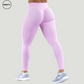 SWEATY Pink High Waist Scrunch Butt Yoga Leggings, straight back view showcasing the high-rise fit and scrunch detailing for an enhanced silhouette.