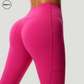 Back view of the Pink Hips Yoga Legging by SWEATY, highlighting the sculpted fit and side pockets for added functionality. The leggings provide a flattering, high-waisted design in a vibrant pink color.