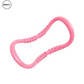 Front view of pink massage roller by SWEATY - lightweight and flexible tool with textured grips designed for muscle massage and tension relief. Ideal for stretching and improving circulation.