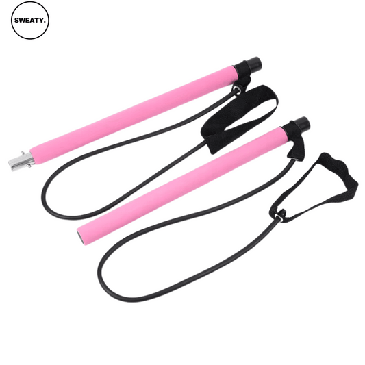 Front view of pink workout bar by SWEATY - a versatile resistance training tool with adjustable straps for strength exercises. Ideal for full-body workouts, flexibility, and toning.