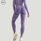 Back view of Purple seamless high-waist leggings by SWEATY, showing the contouring design and sculpted fit.