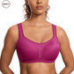 Front view of the Purple Supportive Sports Bra by SWEATY, designed with full coverage and adjustable straps for enhanced support and comfort during workouts.