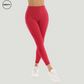 Red Naked Feel Tummy Control Yoga Pants by SWEATY - Front view showing high-waist design with a sleek, form-fitting look. Ideal for yoga, running, and fitness. Women's activewear made from moisture-wicking and breathable fabric for enhanced comfort and performance.