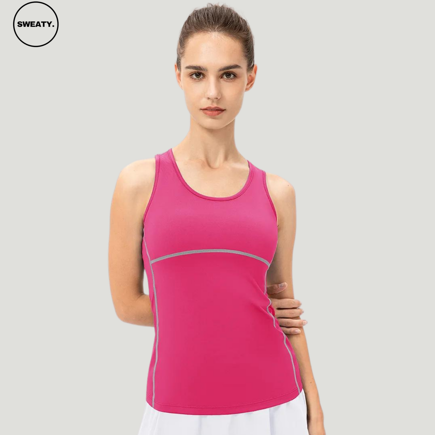 Rose Red Candy Colour Quick Dry Vest by SWEATY - Women's lightweight, breathable, and quick-drying tank top ideal for yoga, running, and gym workouts. Stylish SWEATY activewear with moisture-wicking fabric for maximum comfort and performance.