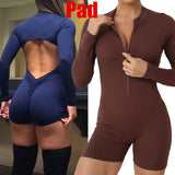 New Hollow Back Zip Up Scrunch Butt Shortie Suit