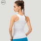 Back view of White Candy Colour Quick Dry Vest by SWEATY - Women's lightweight, breathable, and moisture-wicking tank top designed for yoga, running, and fitness activities. Comfortable SWEATY activewear for optimal performance.