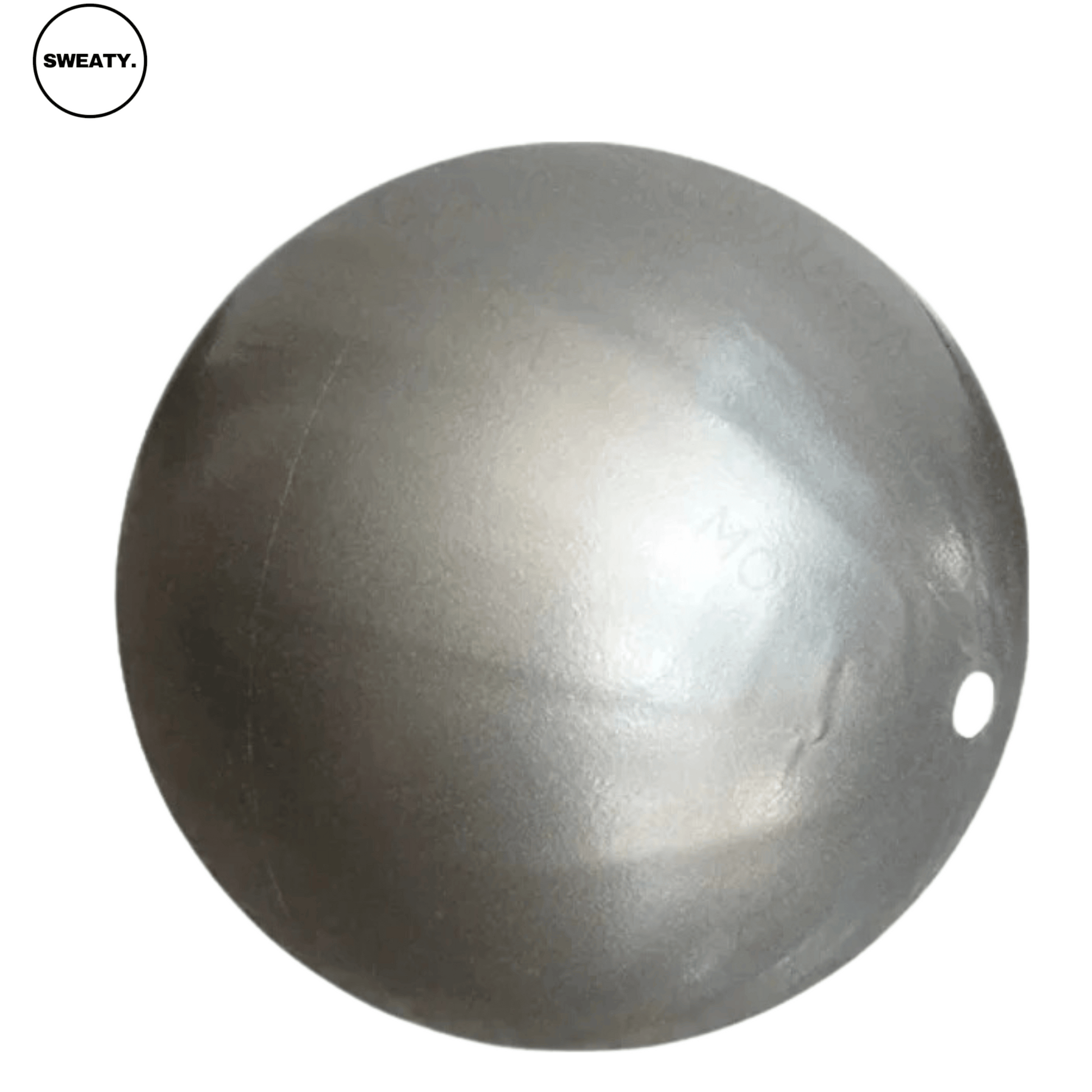 A silver yoga pilates ball with a smooth surface, designed for core exercises, balance training, and flexibility workouts.